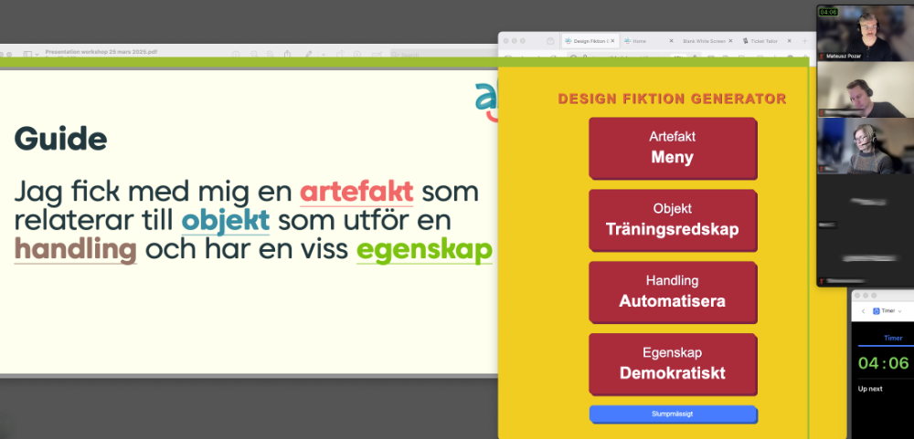 Online Design Fiction Kit workshop deltagare
